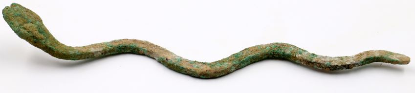 A copper statue in a shape of snake