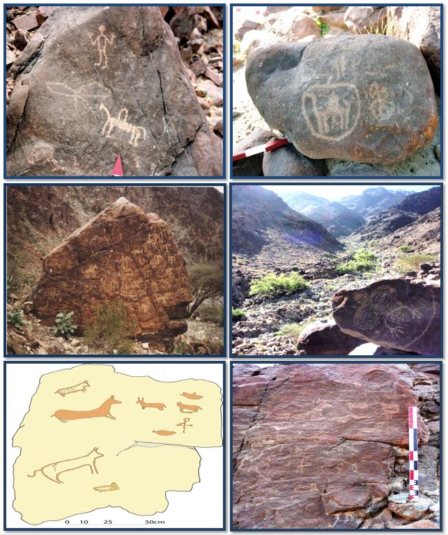 Models of Rock Art “Petroglyps” scattered in the valleys ,foothills and peaks of mountains of the Emirate of Fujairah ,in different forms